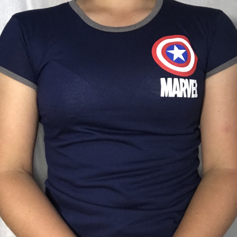 Navy marvel crop top